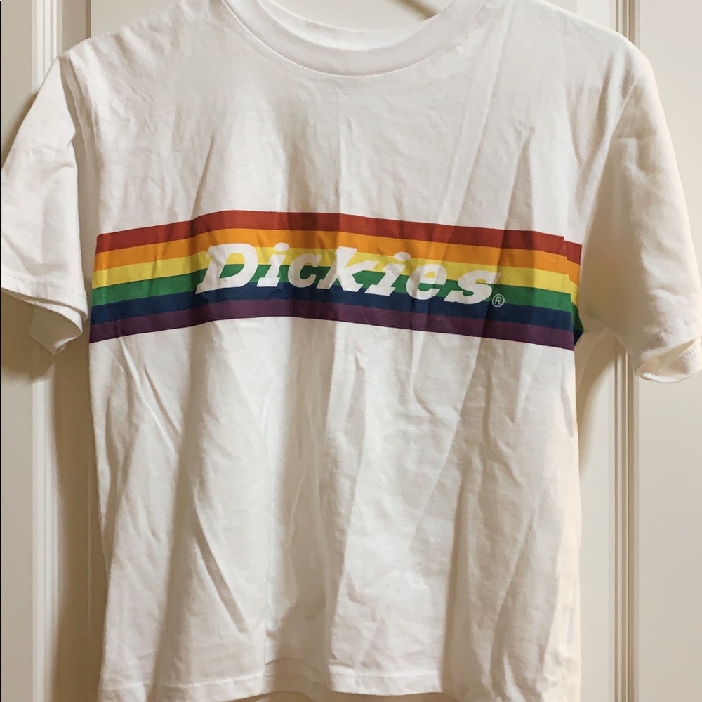 White Dickies Shirt Rainbow Along The Middle!